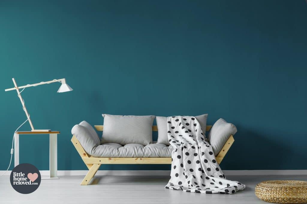 Teal painted living room - makeover